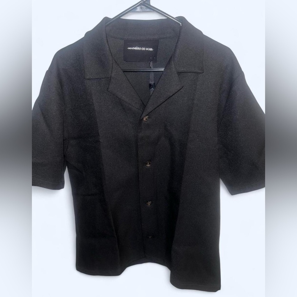Maniere De Voir Black Casual Button Down Shirt